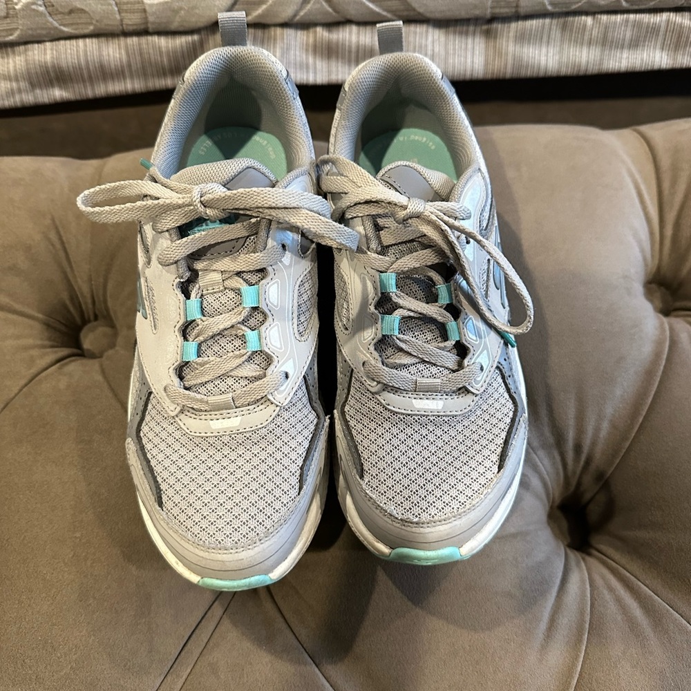 Skechers sneakers, gray and teal, size 6